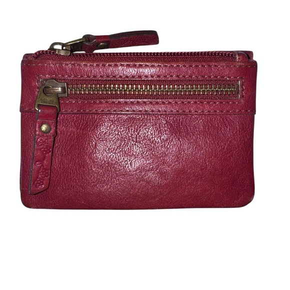 Fossil Burgundy Leather Wallet Zip Coin Pocket | Vintage Y2K - Picture 2 of 3